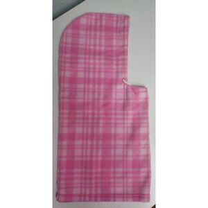 BRAND NEW HANDMADE BALACLAVA HOOD FACE MASK SKI FLEECE PINK PLAID